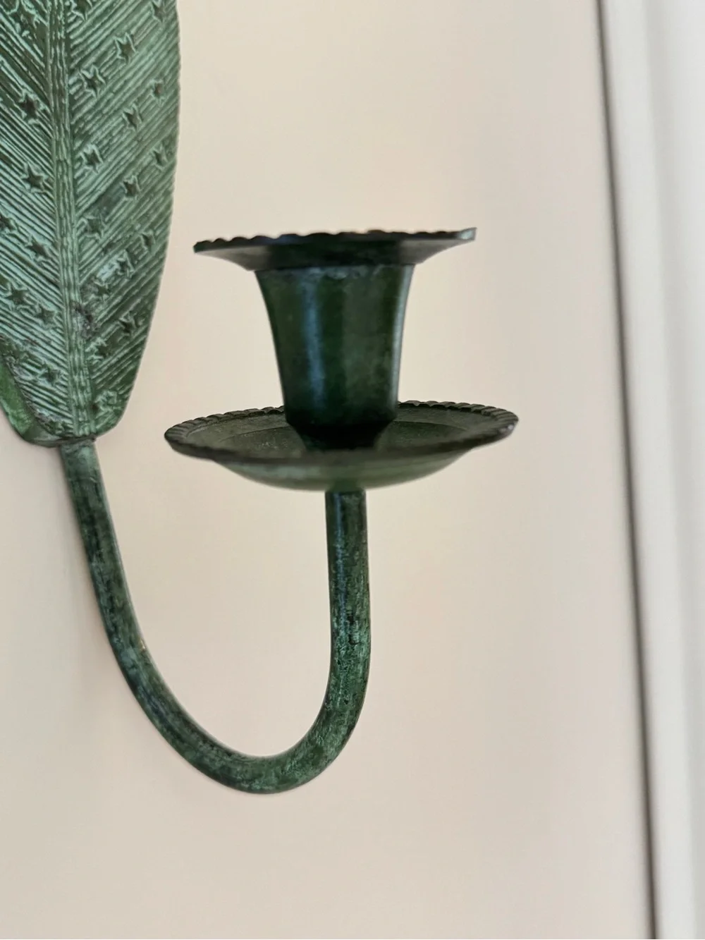 Vintage Brass Green Leaf Wall Sconce Candle Holder | Home Wall Decor